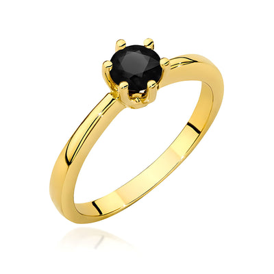 Inel Aur 9K cu Diamant Natural Negru 0.50 ct