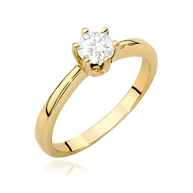 Inel Aur 9K cu Safir Alb 0.50 ct — Aur galben