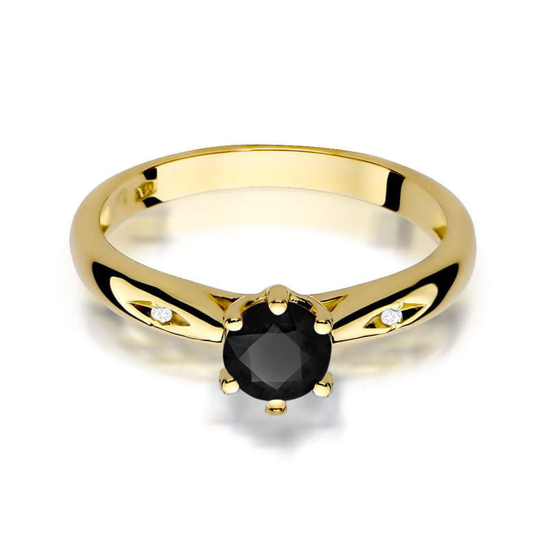 Inel Aur 9K cu Diamante Naturale Albe si Negre 0.51 ct, imaginea 2 din 8
