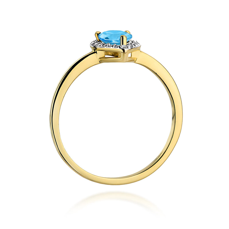 Inel Aur 9K cu Topaz Swiss 0.90 ct si Diamante Naturale 0.10 ct, imaginea 3 din 8