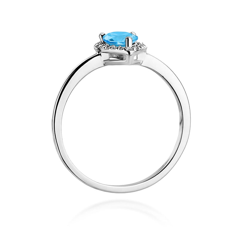 Inel Aur 9K cu Topaz Swiss 0.90 ct si Diamante Naturale 0.10 ct, imaginea 7 din 8