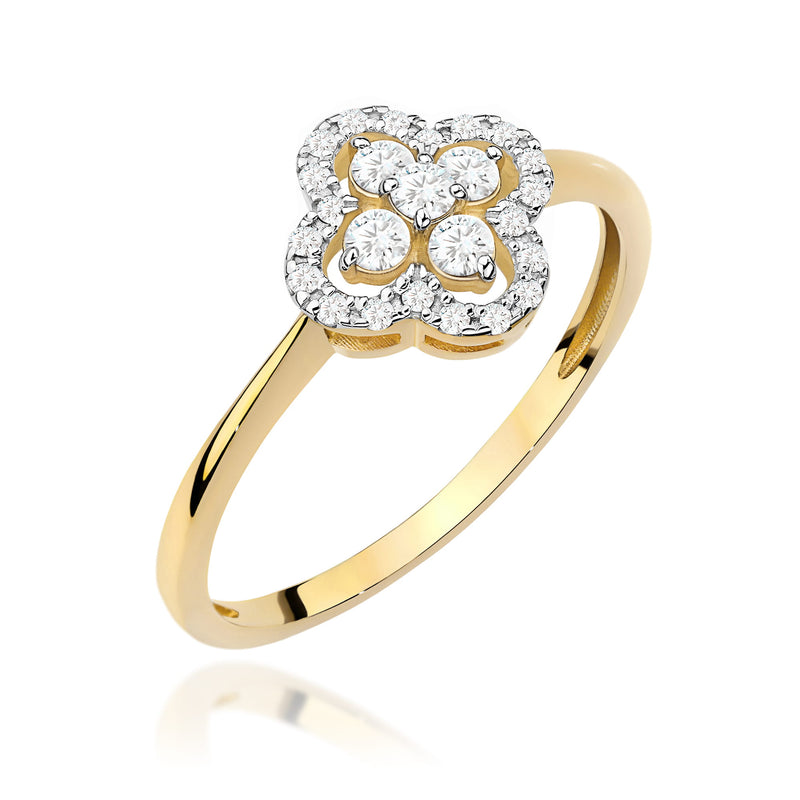 Inel Aur 9K cu Diamante Naturale 0.25 ct — Aur galben