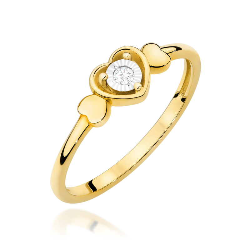 Inel Aur 9K cu Diamant Natural 0.03 ct — Aur galben