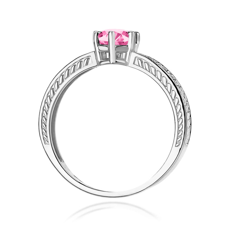 Inel Aur 9K cu Topaz Roz 0.60 ct si Diamante Naturale 0.08 ct, imaginea 7 din 8