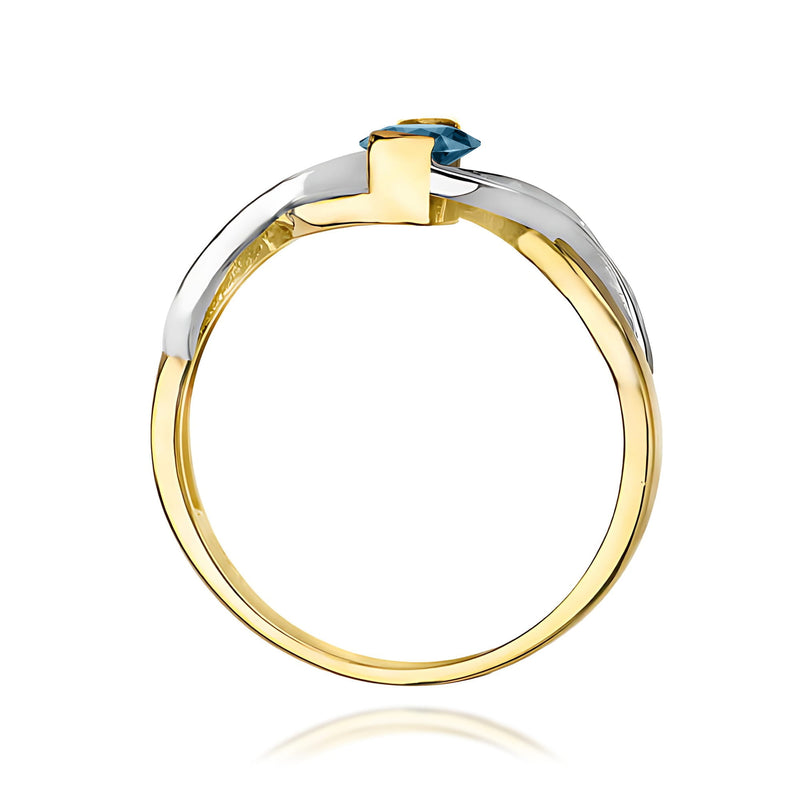 Inel Aur 9K cu Topaz London Blue 0.50 ct si Diamante Naturale 0.05 ct, imaginea 3 din 8
