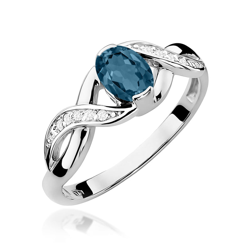 Inel Aur 9K cu Topaz London Blue 0.50 ct si Diamante Naturale 0.05 ct, imaginea 5 din 8