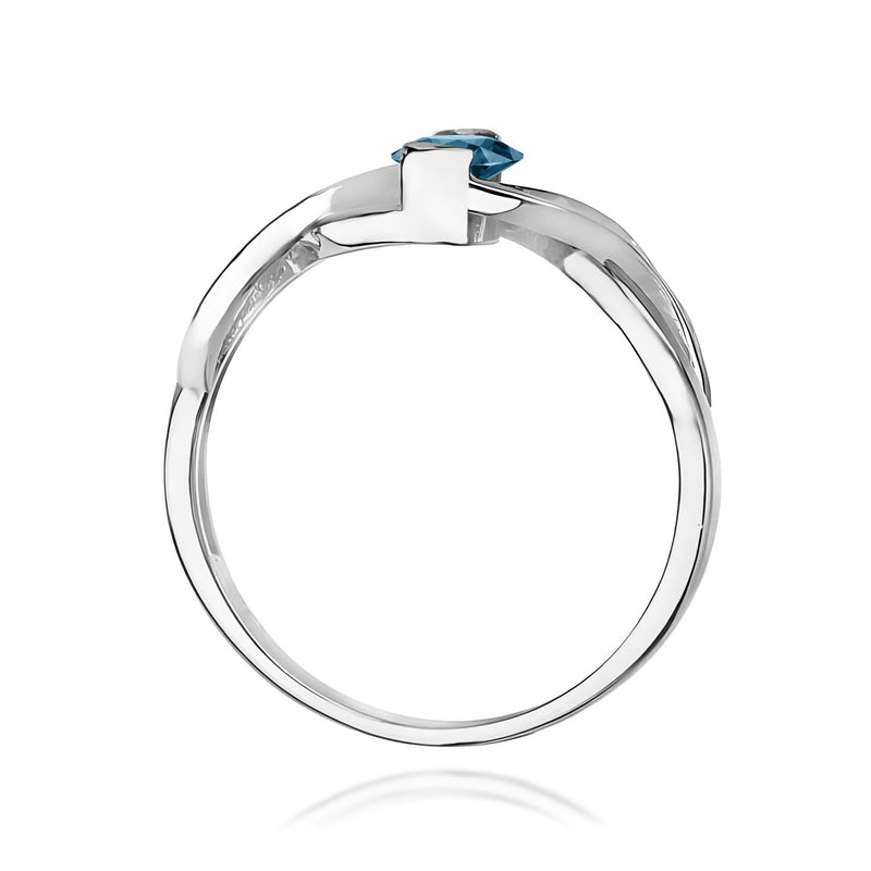 Inel Aur 9K cu Topaz London Blue 0.50 ct si Diamante Naturale 0.05 ct, imaginea 7 din 8