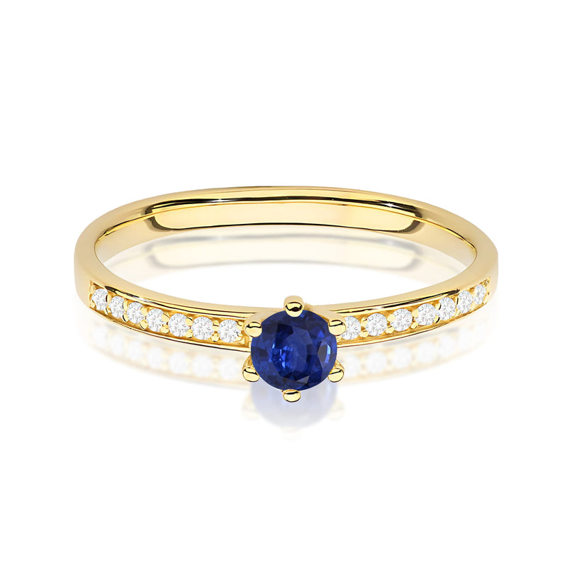 Inel Aur 9K cu Safir 0.15 ct si Diamante Naturale 0.07 ct, imaginea 2 din 8