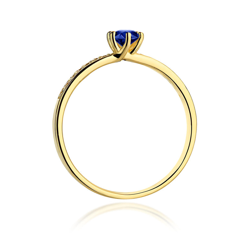 Inel Aur 9K cu Safir 0.15 ct si Diamante Naturale 0.07 ct, imaginea 3 din 8