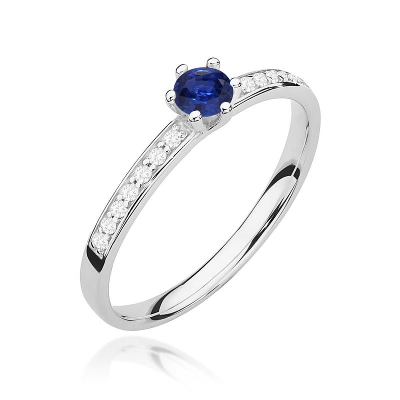 Inel Aur 9K cu Safir 0.15 ct si Diamante Naturale 0.07 ct, imaginea 5 din 8