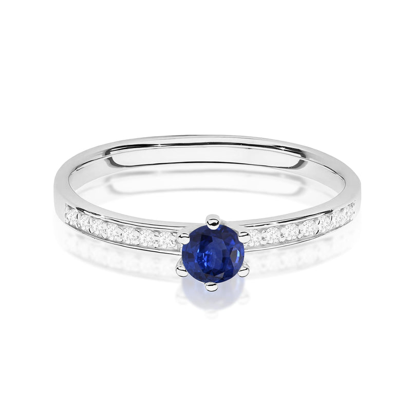 Inel Aur 9K cu Safir 0.15 ct si Diamante Naturale 0.07 ct, imaginea 6 din 8
