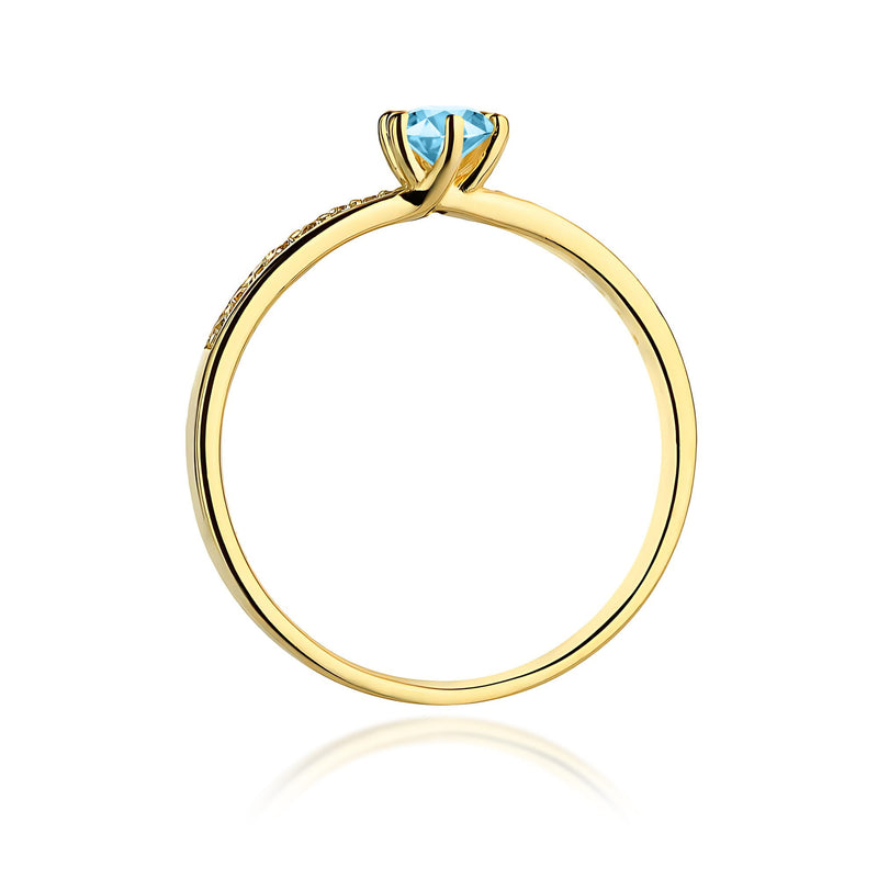 Inel Aur 9K cu Topaz Swiss 0.15 ct si Diamante Naturale 0.07 ct, imaginea 3 din 8