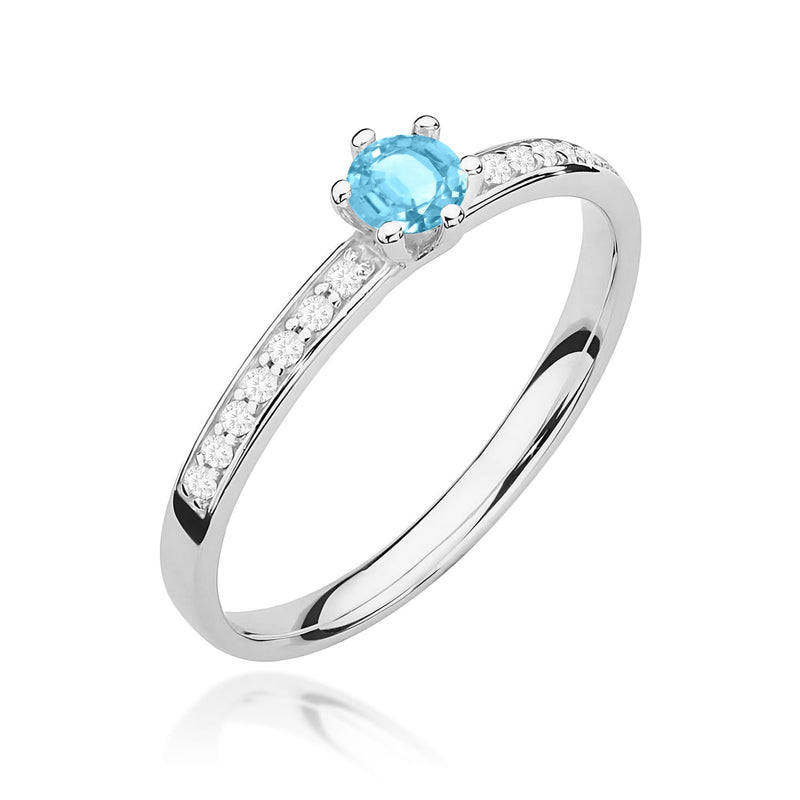 Inel Aur 9K cu Topaz Swiss 0.15 ct si Diamante Naturale 0.07 ct, imaginea 5 din 8