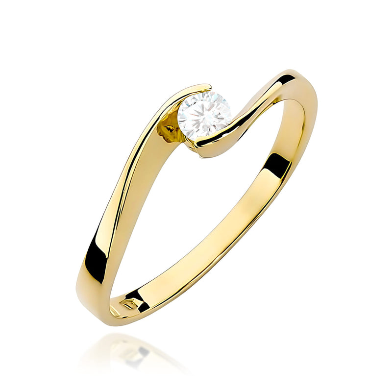 Inel Aur 9K cu Diamant de Laborator 0.13 ct — Aur galben