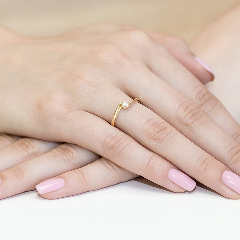 Inel Aur 9K cu Diamant de Laborator 0.13 ct, imaginea 4 din 8