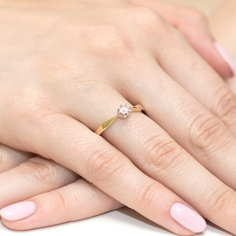 Inel Aur 9K cu Diamant de Laborator 0.15 ct, imaginea 4 din 8