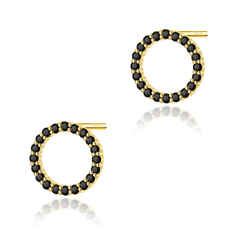 Cercei Aur 14K cu Diamante Naturale Negre 0.20 ct — Aur galben
