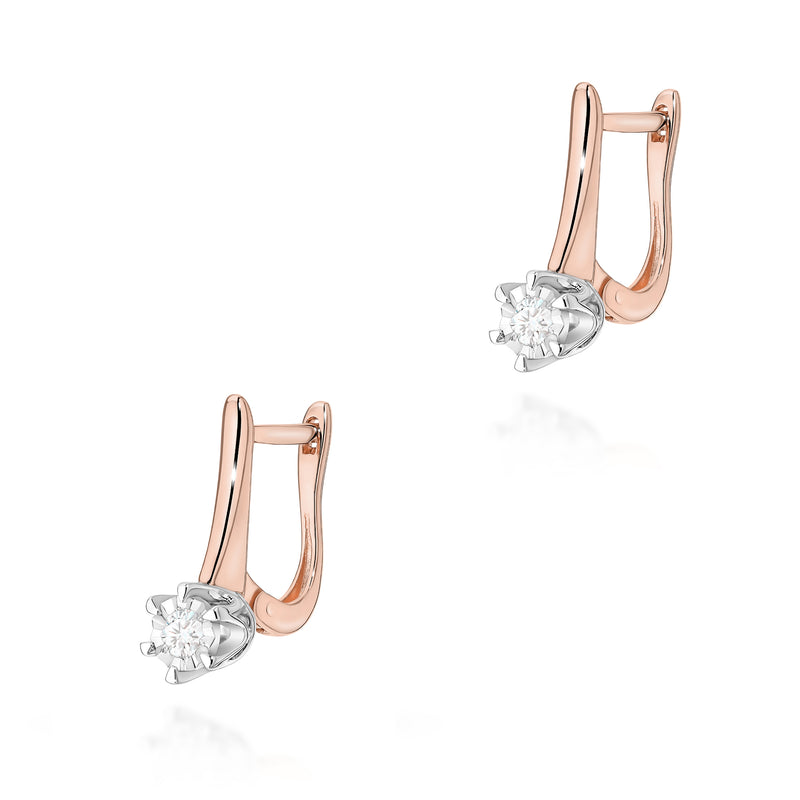 Cercei Aur 14K cu Diamant de Laborator 0.08 ct, imaginea 3 din 6