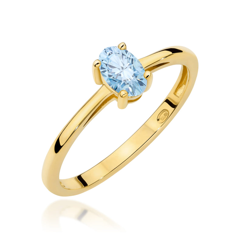 Inel Aur 14K cu Diamant Albastru de Laborator 0.50 ct — Aur galben