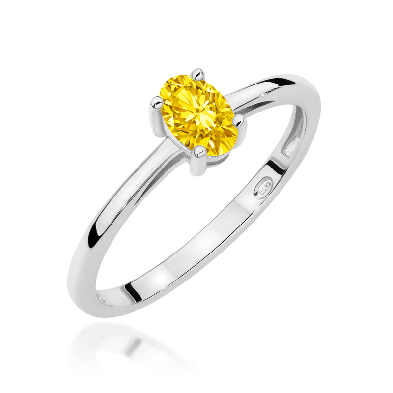 Inel Aur 14K cu Diamant Galben de Laborator 0.50 ct, imaginea 9 din 12