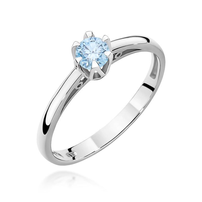 Inel Aur 14K cu Diamant Albastru de Laborator 0.15 ct, imaginea 9 din 12