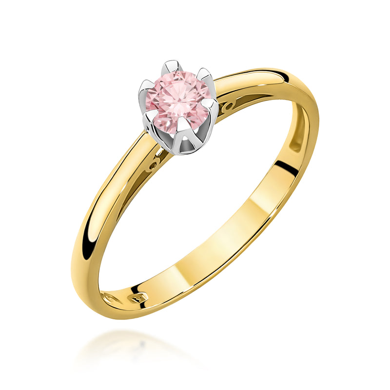 Inel Aur 14K cu Diamant Roz de Laborator 0.15 ct — Aur galben