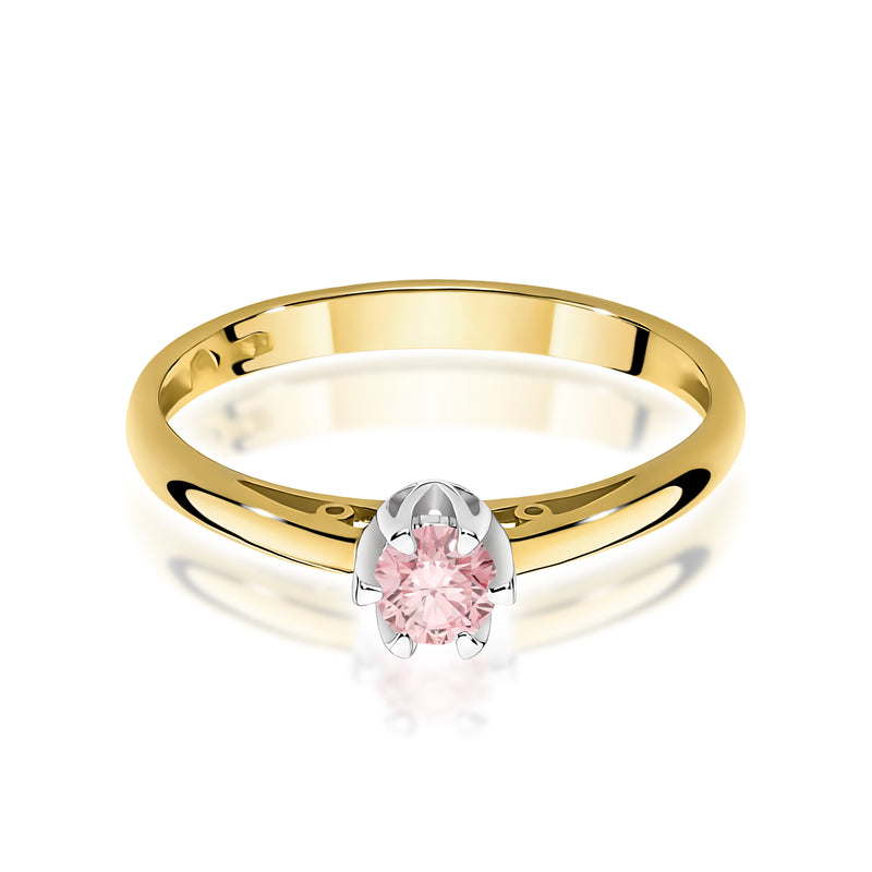Inel Aur 14K cu Diamant Roz de Laborator 0.15 ct, imaginea 2 din 12