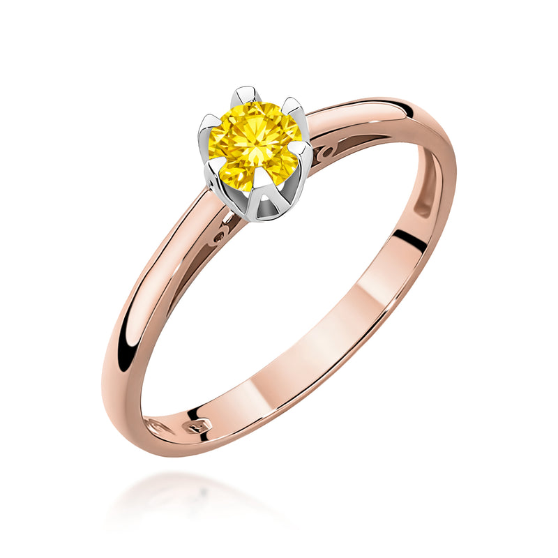 Inel Aur 14K cu Diamant Galben de Laborator 0.15 ct, imaginea 5 din 12