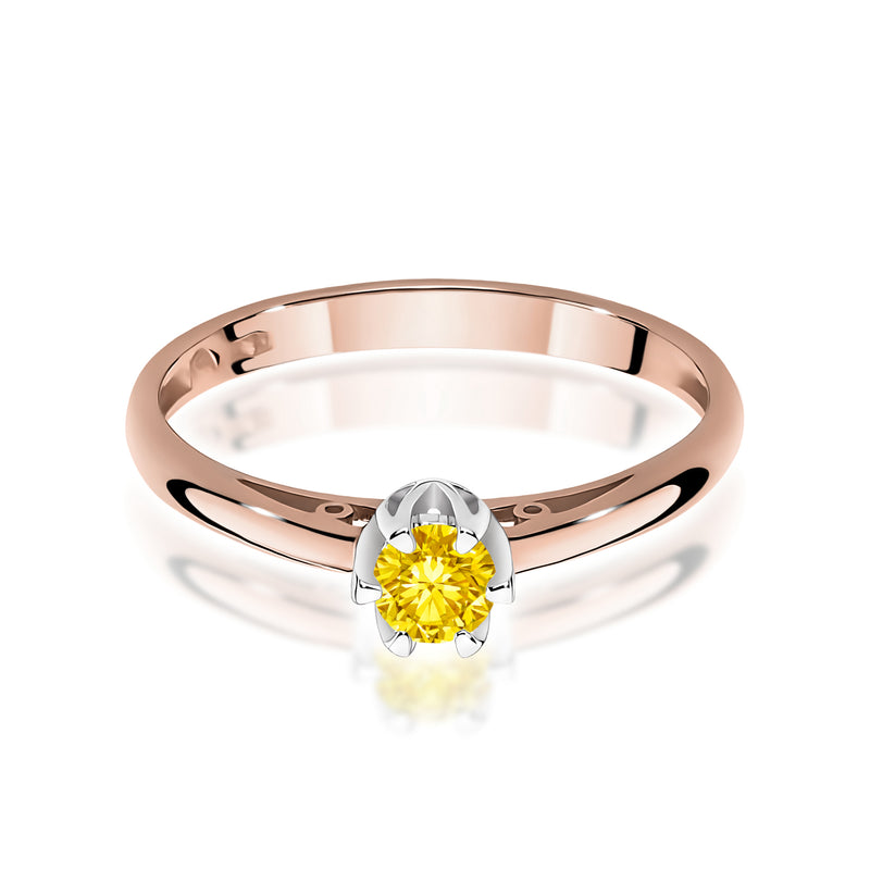 Inel Aur 14K cu Diamant Galben de Laborator 0.15 ct, imaginea 6 din 12
