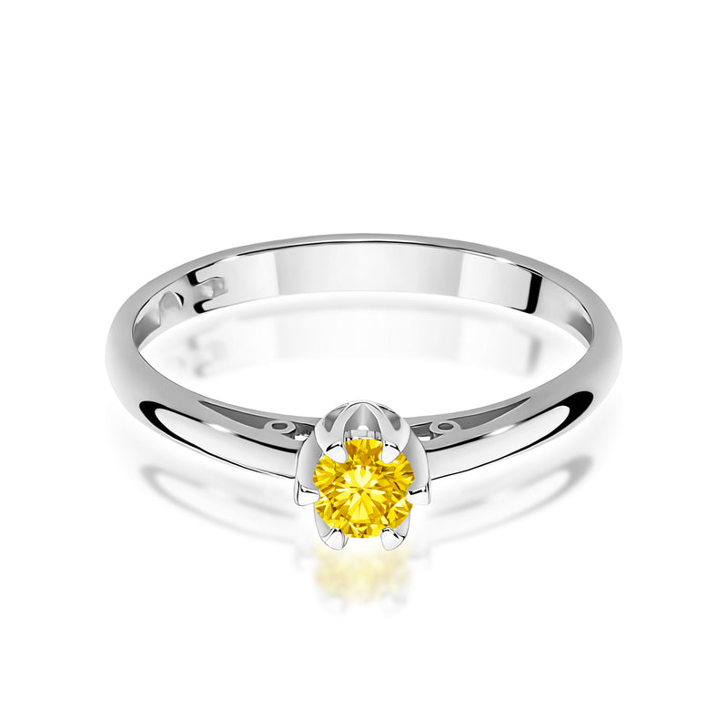 Inel Aur 14K cu Diamant Galben de Laborator 0.15 ct, imaginea 10 din 12