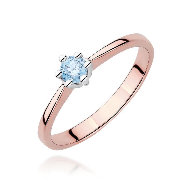 Inel Aur 14K cu Diamant Albastru de Laborator 0.15 ct, imaginea 5 din 12