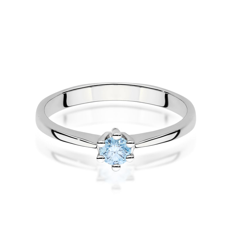 Inel Aur 14K cu Diamant Albastru de Laborator 0.15 ct, imaginea 10 din 12