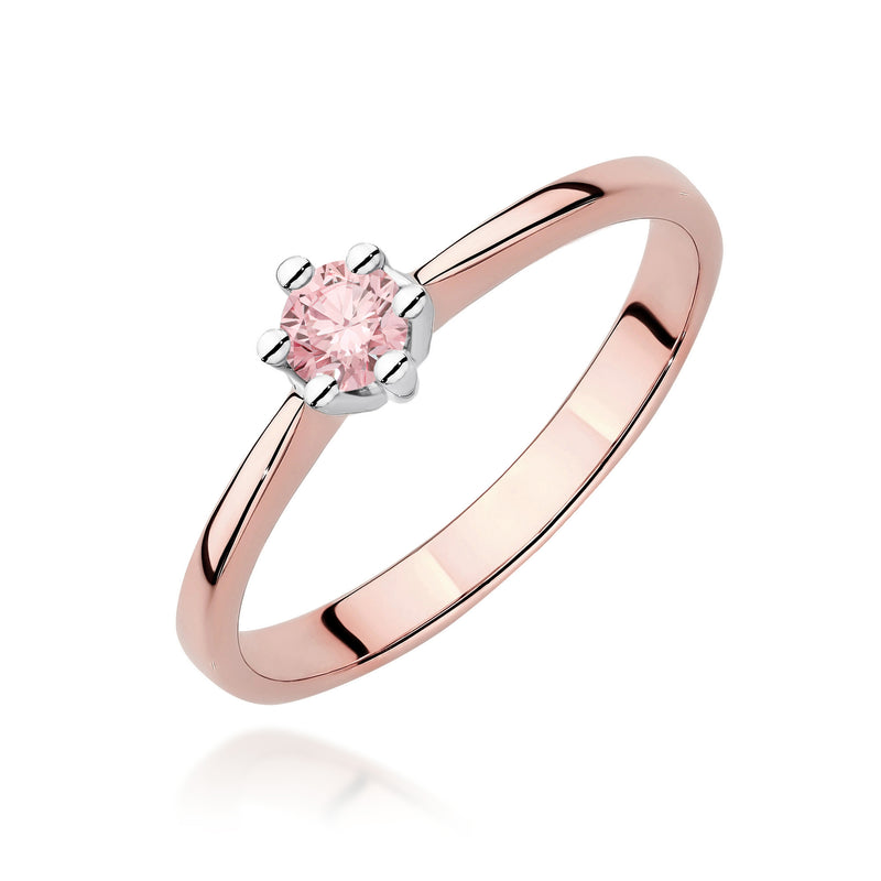 Inel Aur 14K cu Diamant Roz de Laborator 0.15 ct, imaginea 5 din 12