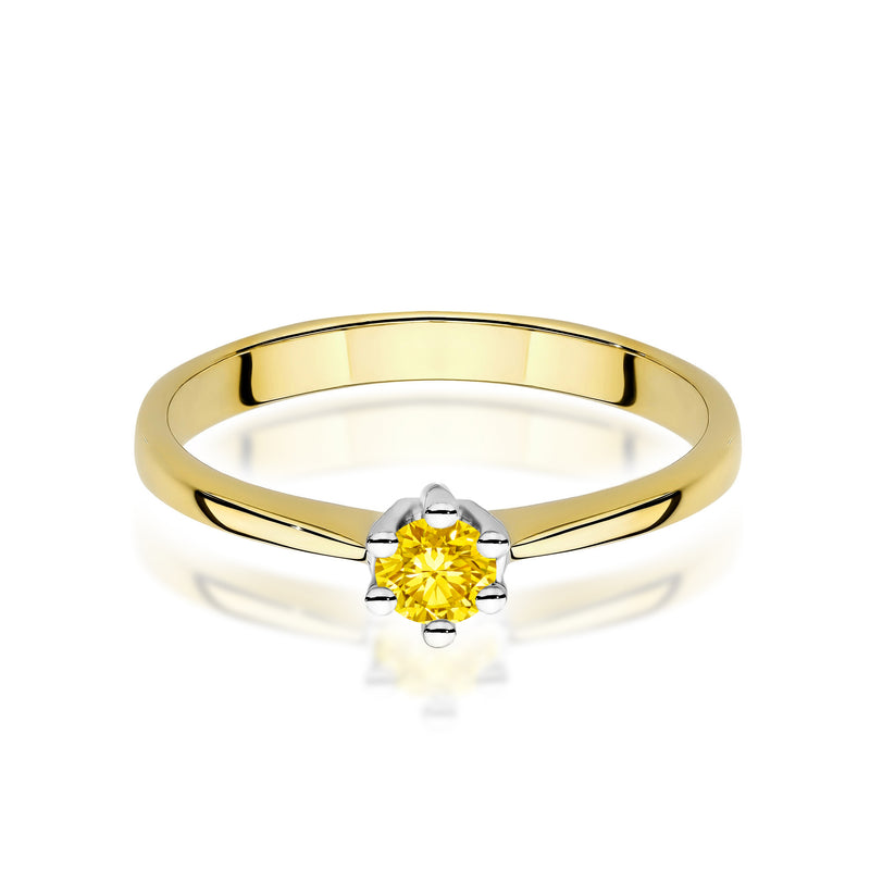 Inel Aur 14K cu Diamant Galben de Laborator 0.15 ct, imaginea 2 din 12