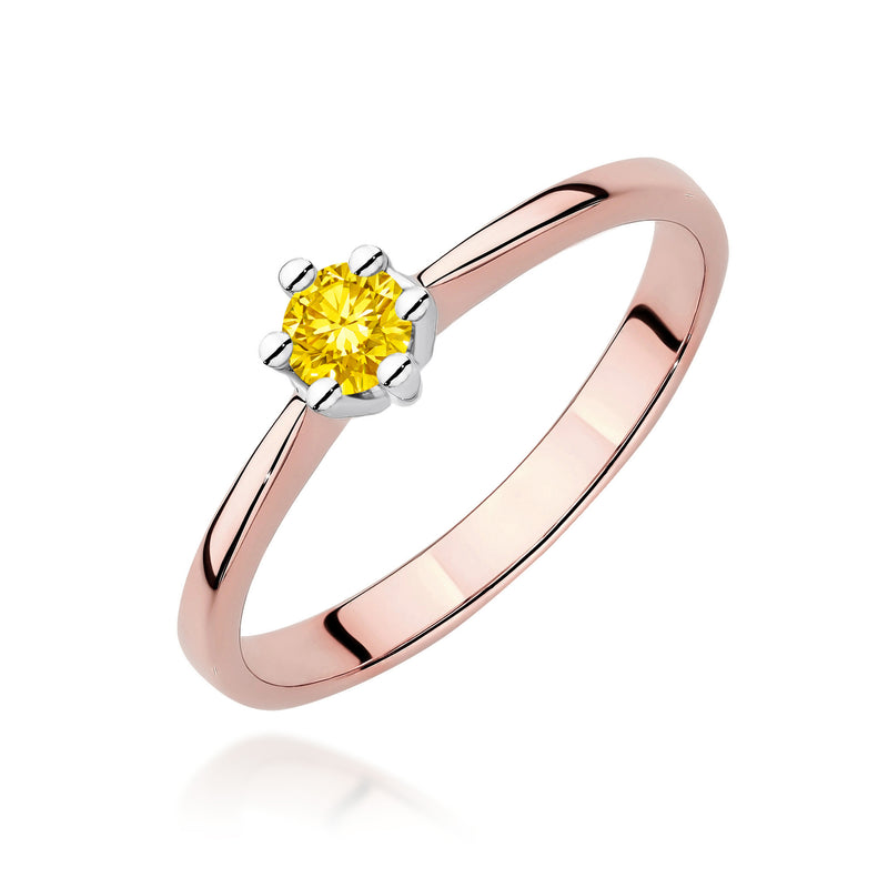 Inel Aur 14K cu Diamant Galben de Laborator 0.15 ct, imaginea 5 din 12
