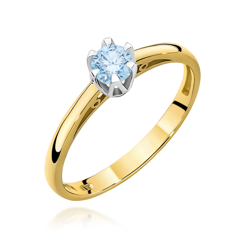 Inel Aur 9K cu Diamant Albastru de Laborator 0.15 ct — Aur galben
