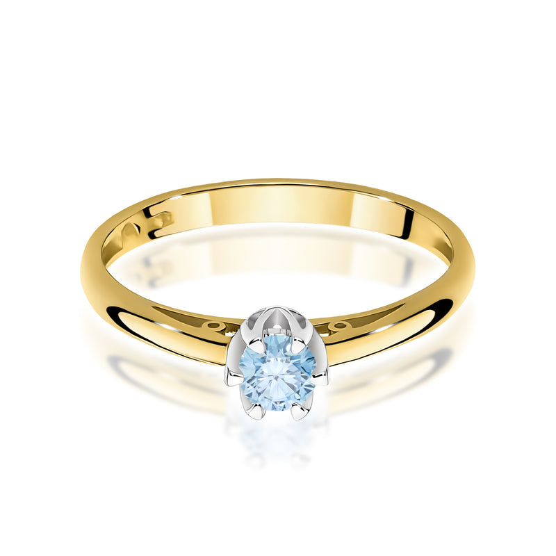 Inel Aur 9K cu Diamant Albastru de Laborator 0.15 ct, imaginea 2 din 8