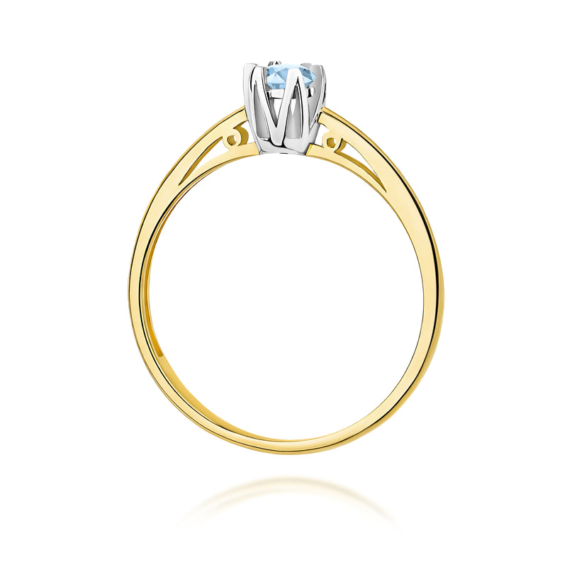 Inel Aur 9K cu Diamant Albastru de Laborator 0.15 ct, imaginea 3 din 8