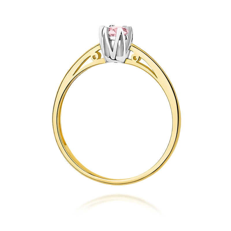 Inel Aur 9K cu Diamant Roz de Laborator 0.15 ct, imaginea 3 din 8