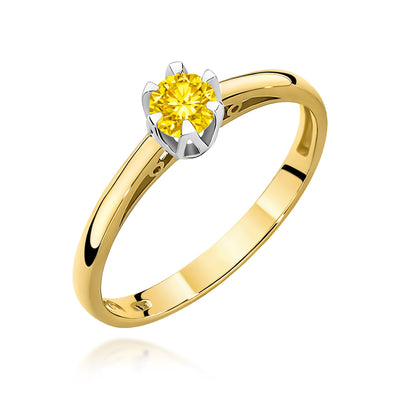 Inel Aur 9K cu Diamant Galben de Laborator 0.15 ct
