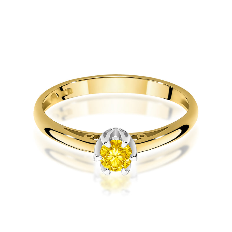 Inel Aur 9K cu Diamant Galben de Laborator 0.15 ct, imaginea 2 din 8