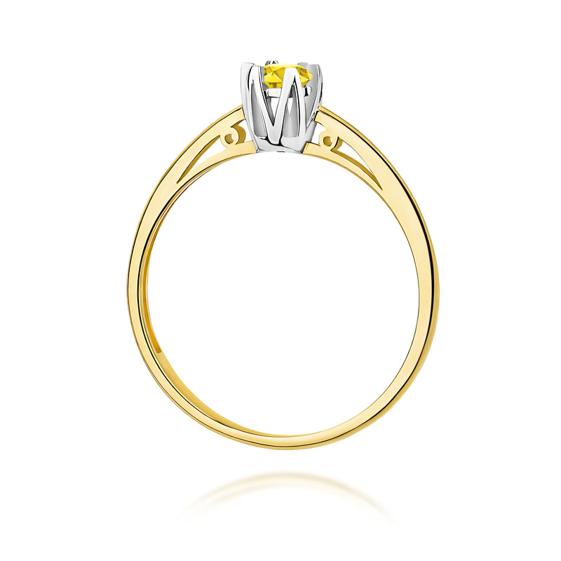 Inel Aur 9K cu Diamant Galben de Laborator 0.15 ct, imaginea 3 din 8