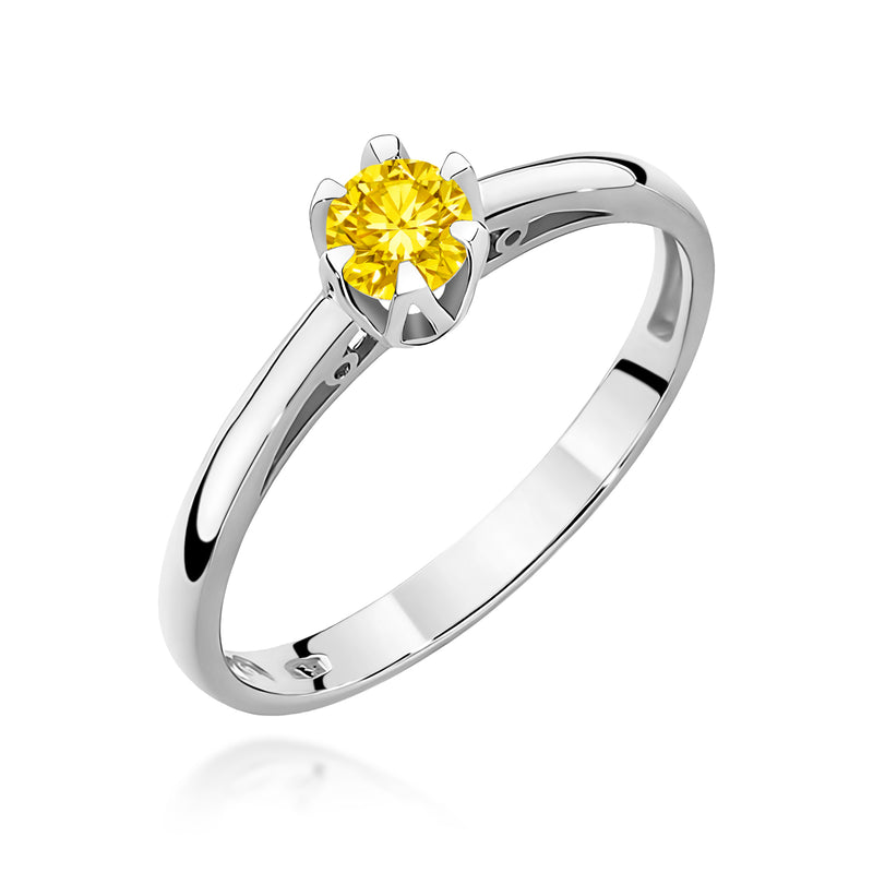 Inel Aur 9K cu Diamant Galben de Laborator 0.15 ct, imaginea 5 din 8