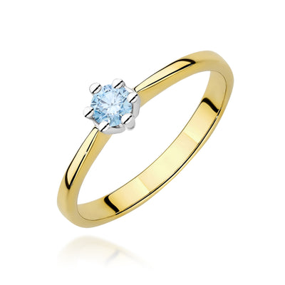 Inel Aur 9K cu Diamant Albastru de Laborator 0.15 ct