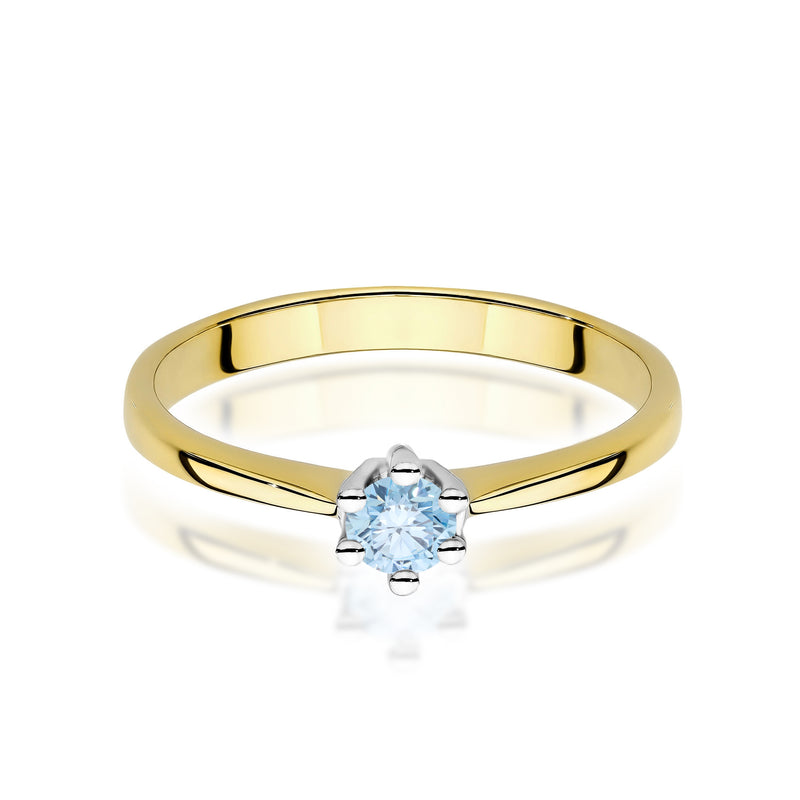 Inel Aur 9K cu Diamant Albastru de Laborator 0.15 ct, imaginea 2 din 8