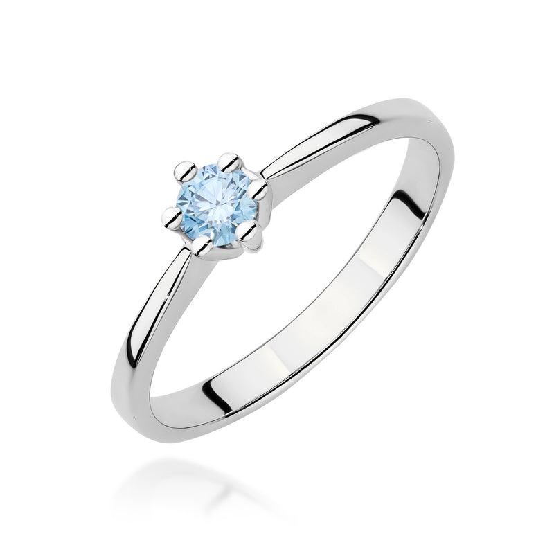 Inel Aur 9K cu Diamant Albastru de Laborator 0.15 ct, imaginea 5 din 8