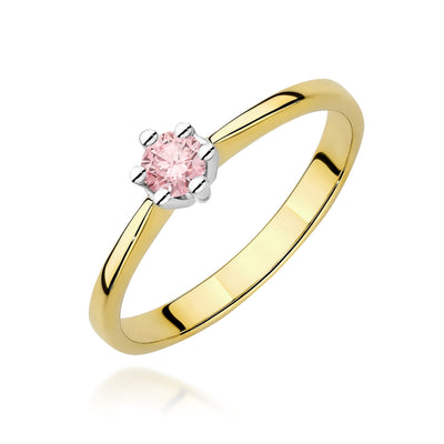 Inel Aur 9K cu Diamant Roz de Laborator 0.15 ct