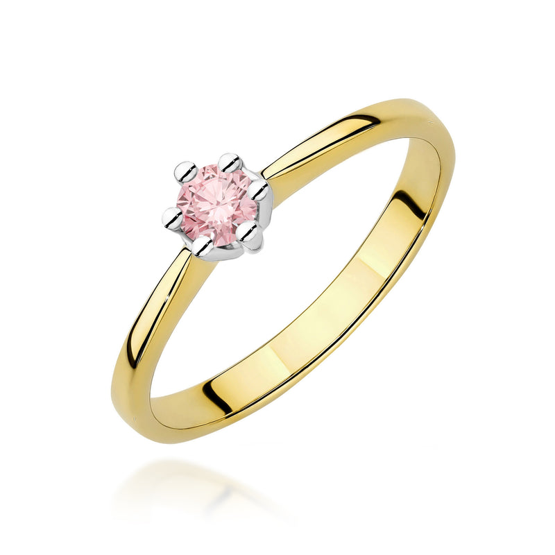 Inel Aur 9K cu Diamant Roz de Laborator 0.15 ct — Aur galben