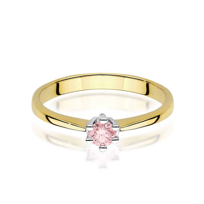 Inel Aur 9K cu Diamant Roz de Laborator 0.15 ct, imaginea 2 din 8