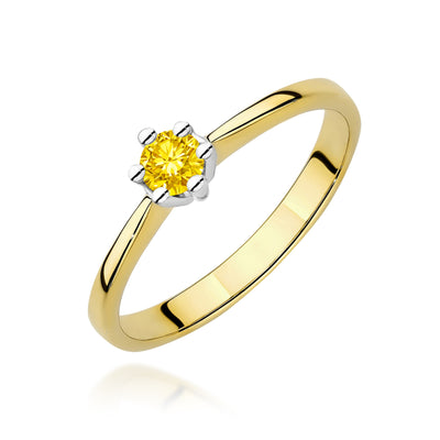 Inel Aur 9K cu Diamant Galben de Laborator 0.15 ct